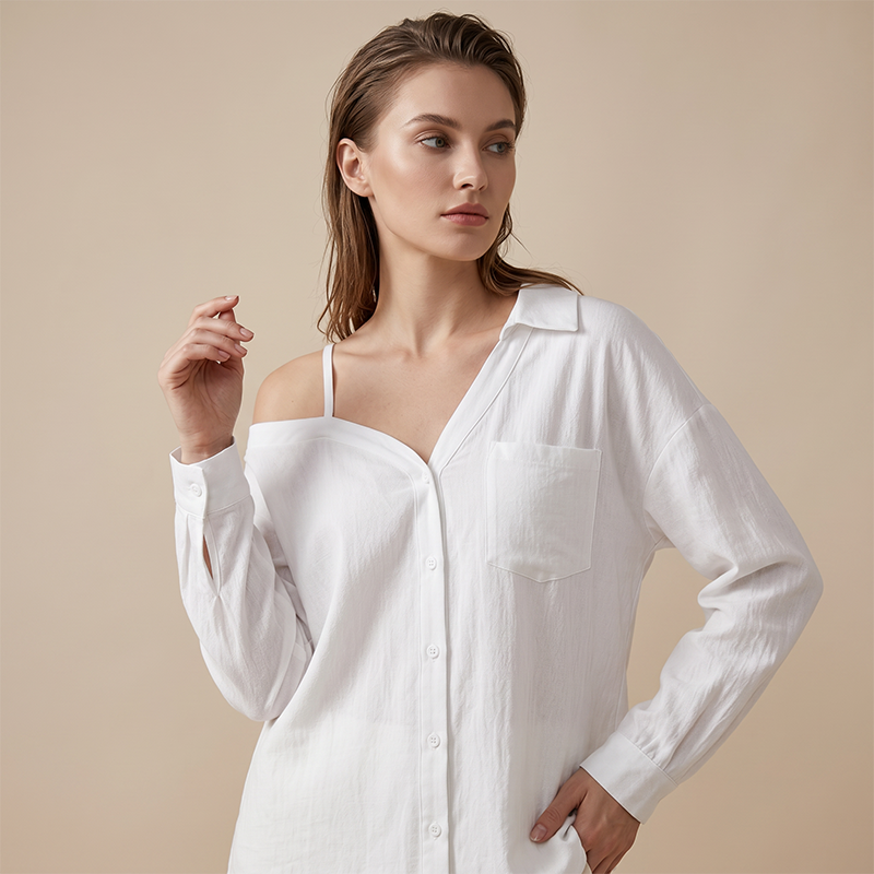 Patricia | Camisa asimétrica de hombro descubierto