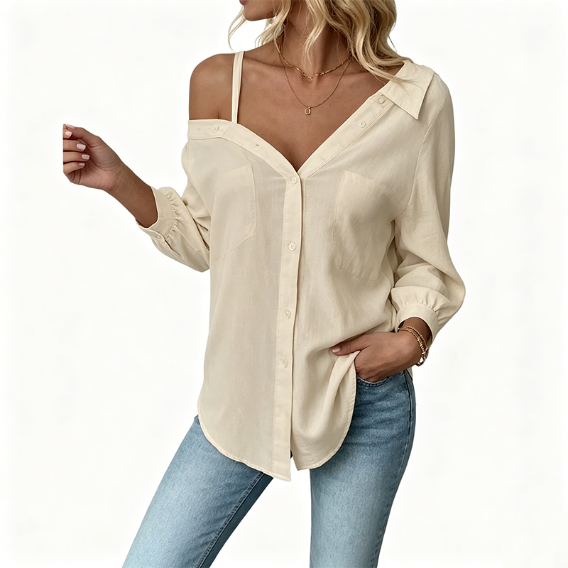 Patricia | Camisa asimétrica de hombro descubierto