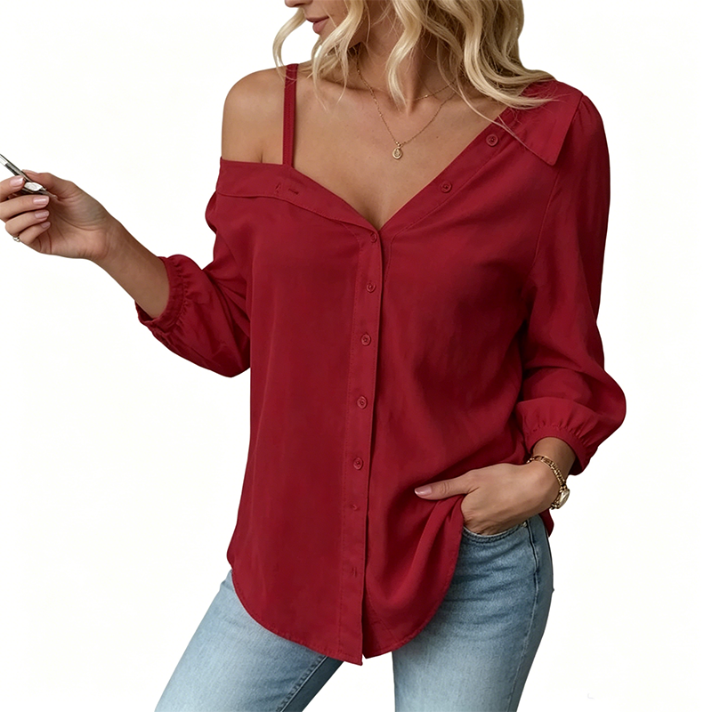 Patricia | Camisa asimétrica de hombro descubierto