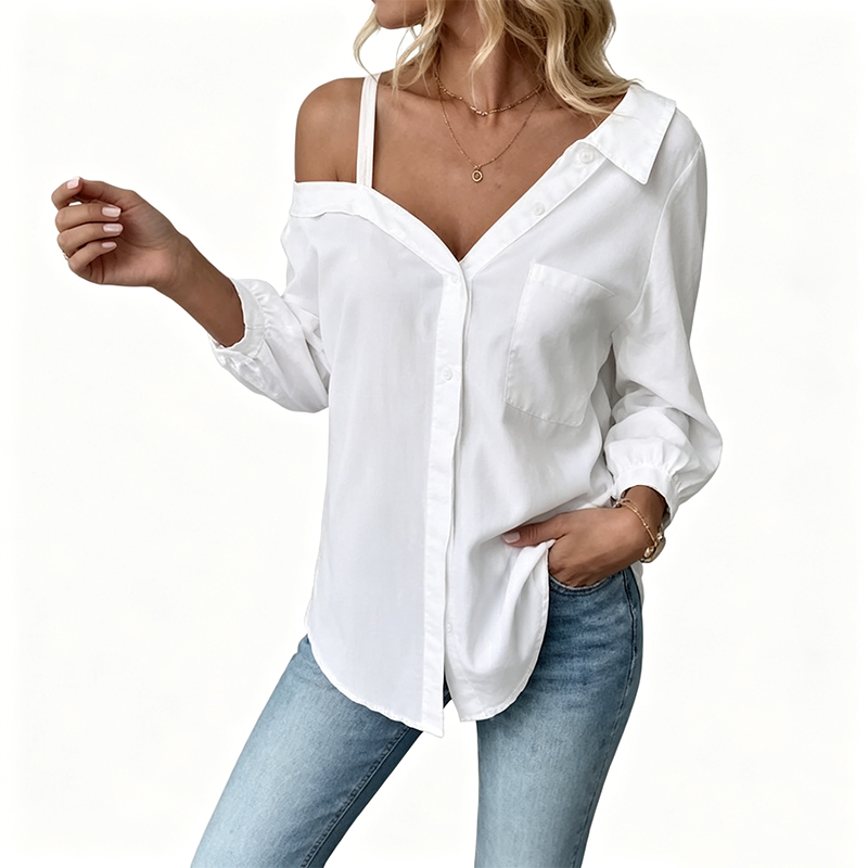 Patricia | Camisa asimétrica de hombro descubierto