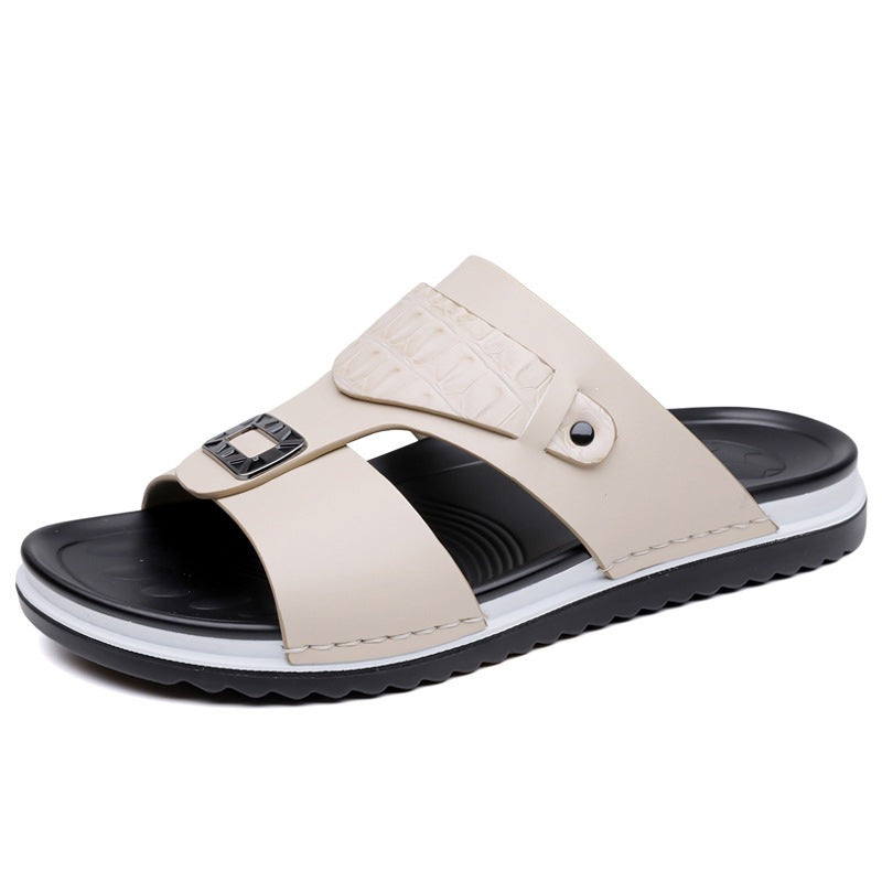 Sandalias slip-on de polipiel para hombre - Doble textura, suela antideslizante, tallas 39-48