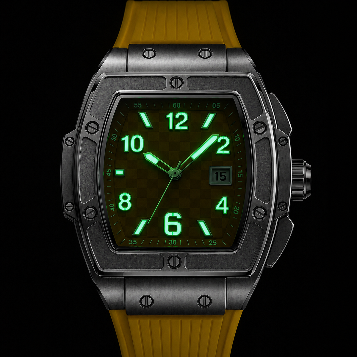 Reloj Hombre Analógico | Caja Tonel Acero · Esfera Luminosa · Correa Silicona