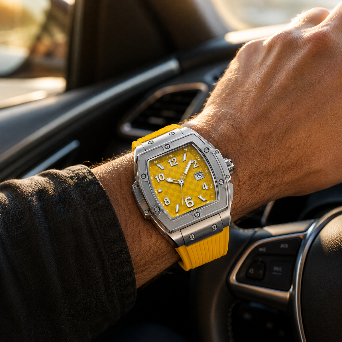 Reloj Hombre Analógico | Caja Tonel Acero · Esfera Luminosa · Correa Silicona